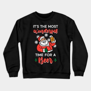 Christmas Most Wonderful Time For Santa Beer Xmas Dad Men Crewneck Sweatshirt